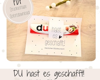 DUPLO PDF Print Template You did it! Gift Template Congratulations Exam High School Diploma Driving License Apprenticeship Graduation Download