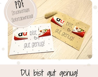 Duplo PDF Druckvorlage Du bist gut genug Zeugnisgeschenk Kinder Abschied Geschenk Schuljahresende Lehrer an Schüler Schule Kindergarten