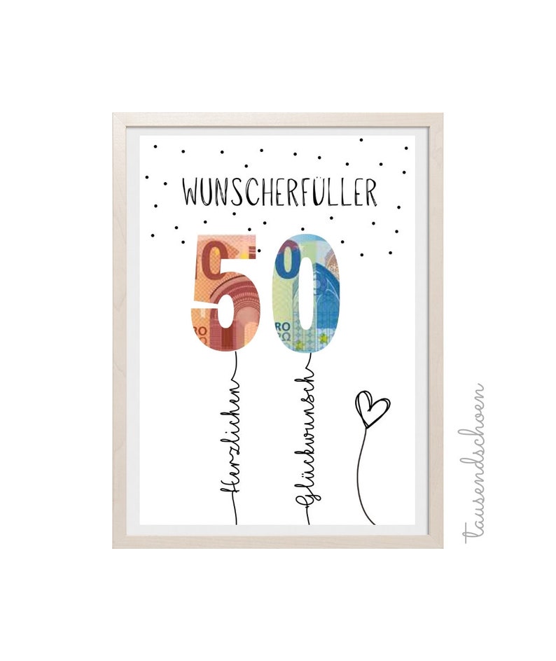 PDF Money gift 50th birthday wish fulfiller birthday card download to print out congratulations picture 25 30 40 50 60 image 1