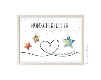 PDF - Geldgeschenk Geburtstag Hochzeit Jubiläum Wunscherfüller Poster Download zum Ausdrucken Birthday Bild 18 20 25 30 40 50 60