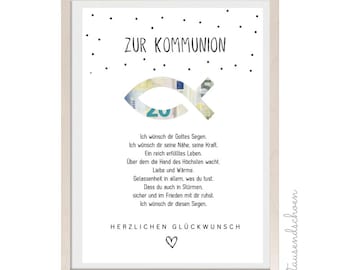 Money gift for Confirmation, Communion, Youth Dedication, Baptism or Confirmation DIY gift for girls and boys A4 Give money as a gift