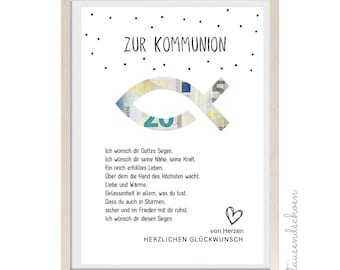 Money gift for Confirmation, Communion, Youth Dedication, Baptism or Confirmation DIY gift for girls and boys A4 Give money as a gift