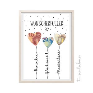 PDF gepersonaliseerde geld cadeau verjaardag ballonnen wensvervuller verjaardagskaart print gefeliciteerd foto 18 25 30 40