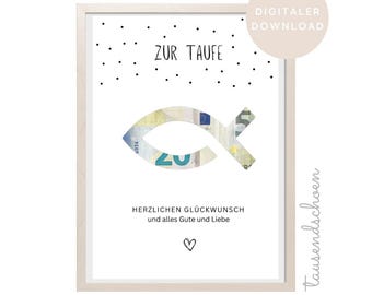 Regalo de dinero para bautizo, comunión, dedicación juvenil, confirmación o confirmación. Regalo hecho a mano para niñas y niños. Tamaño A4. Regala dinero.