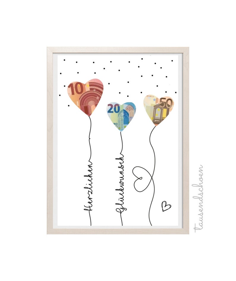PDF Money Gift Birthday Balloons Wish Fulfiller Birthday Card Download to Print Congratulations Picture 18 25 30 40 image 3