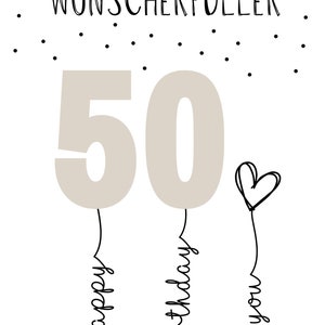 PDF Geldgeschenk 50 Geburtstag Wunscherfüller Geburtstagskarte Download zum Ausdrucken herzlichen Glückwunsch Bild 25 30 40 50 60 Bild 5