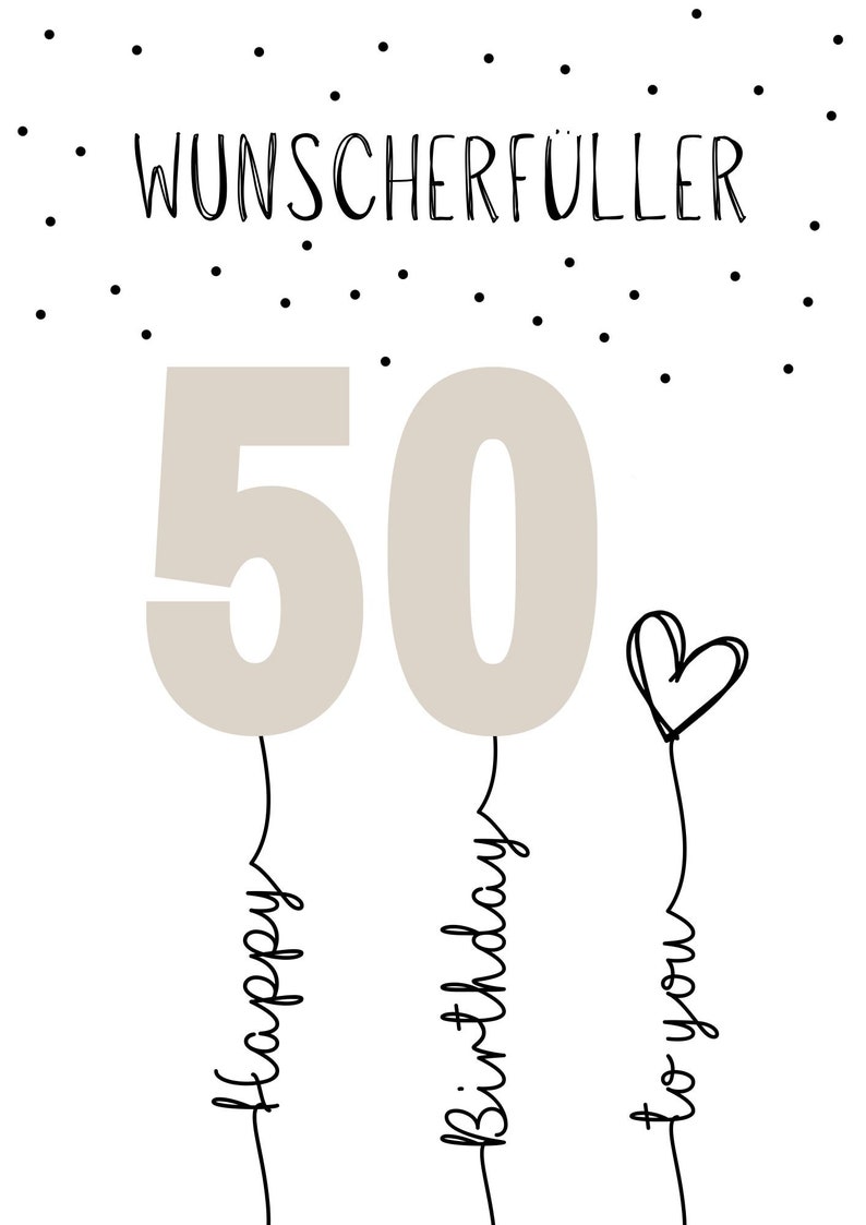 PDF Geldgeschenk 50 Geburtstag Wunscherfüller Geburtstagskarte Download zum Ausdrucken herzlichen Glückwunsch Bild 25 30 40 50 60 Bild 5