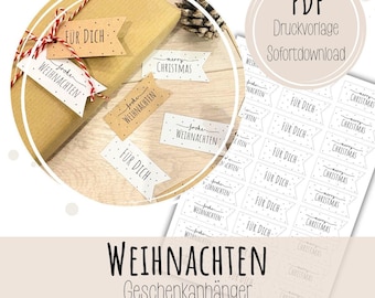 Christmas Gift Tags Printable PDF | Christmas Tags to Print | DIY Gift Wrapping | Instant Download