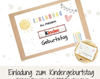 Convite em PDF para aniversário infantil, cartão de convite para festa de aniversário, modelo de convite para aniversário, imprima você mesmo digitalmente