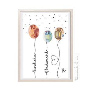 PDF - Regalo de dinero globos de cumpleaños cumplidor de deseos tarjeta de cumpleaños descargar para imprimir felicitaciones imagen 18 25 30 40