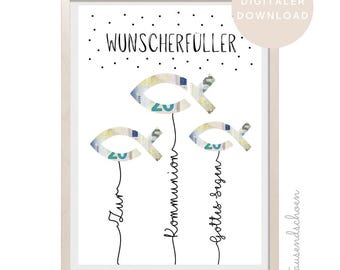 PDF Regalo de dinero Regalo de comunión Regalo DIY para niñas y niños A4 Regalo de dinero Regalo de comunión Archivo digital Bautismo