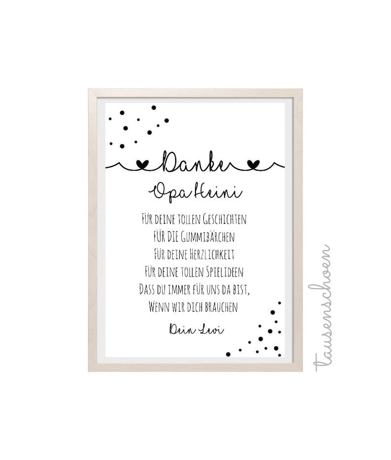Dankeschön Bild Danke Opa Danke Oma und Opa Geschenk für Etsy