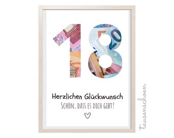 PDF - Money gift for 18th birthday, birthday present, gift idea, gift for the 18th birthday, 18th birthday image