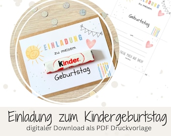 Convite em PDF para aniversário infantil, cartão de convite para festa de aniversário, modelo de convite para aniversário, imprima você mesmo digitalmente