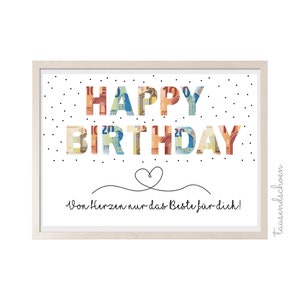 PDF - Geldgeschenk Geburtstag Luftballons Wunscherfüller Poster Geburtstagskarte Download zum Ausdrucken Birthday Bild 18 25 30 40 50 60