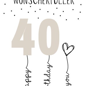 PDF Geldgeschenk 40 Geburtstag Wunscherfüller Geburtstagskarte Download zum Ausdrucken herzlichen Glückwunsch Bild 25 30 40 50 60 Bild 5