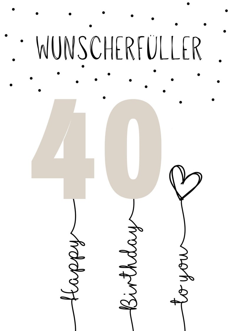 PDF Geldgeschenk Geschenk zum 40 Geburtstag Wunscherfüller Geburtstagskarte herzlichen Glückwunsch 25 30 40 50 60 Download Selbstdruck Bild 5