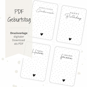 PDF Geburtstag Druckvorlage Download Selbstausdrucken Geschenkkarte Raysin Happy Birthday Herzlichen Glückwunsch Verkaufsschrank Mitbringsel