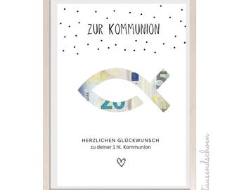Money gift for Confirmation, Communion, Youth Dedication, Baptism or Confirmation DIY gift for girls and boys A4 Give money as a gift
