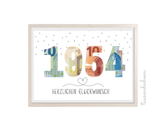 PDF - Geldgeschenk Geschenk zum  70. Geburtstag Wunscherfüller Download zum Ausdrucken herzlichen Glückwunsch Bild 30 40 50 60 70