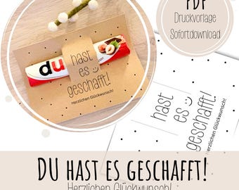 DUPLO PDF Print Template You did it! Gift Template Congratulations Exam High School Diploma Driving License Apprenticeship Graduation Download