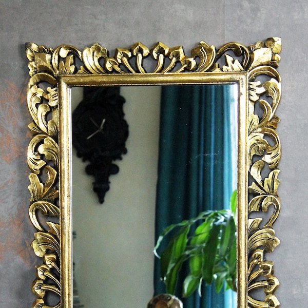 Wandspiegel Barockspiegel Spiegel Barock Flurspiegel Rokoko Holz wooden wall mirror antique antik gold 120cm x 60cm