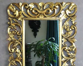 Espejo de pared barroco rococó con marco de madera maciza oro antiguo 100 cm x 70 cm