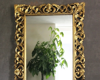 Wandspiegel Spiegel Flurspiegel Friseurspiegel Barockspiegel Barock Rokoko Holz wooden wall mirror antik gold 170cm x 90cm