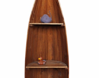 Shelf boat maritime boat shelf boat shape solid wood light brown 145 cm