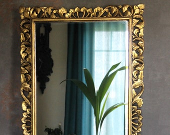 Wandspiegel Barockspiegel Rokoko wooden wall mirror antique massiv Holz antik gold 170cm x 90cm