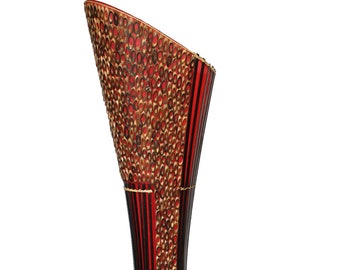 lámpara de pie exótica lámpara bambú y textil rojo altura 150 cm