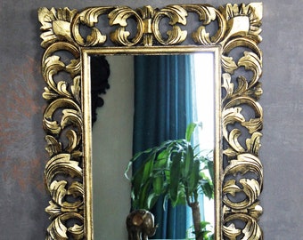 Espejo de pared espejo mirrow miroir espejo barroco barroco vintage antiguo madera antigua oro antiguo o plata 127 cm x 70 cm