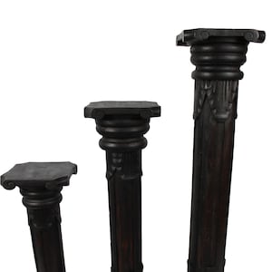 Column flower stand presentation pillar stand Greek Roman solid wood dark brown. Heights 120 cm 100 cm 80 cm 60 cm