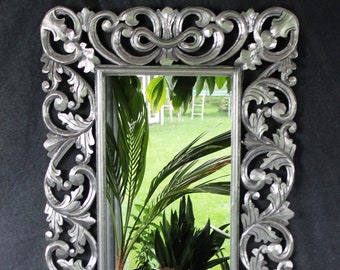 noble espejo de pared espejo barroco barroco barroco marco de madera madera plata 150 cm x 80 cm