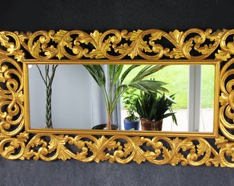 edler Wandspiegel wall mirror Barockspiegel Barock  baroque Holzrahmen wooden gold 150cm x 80cm