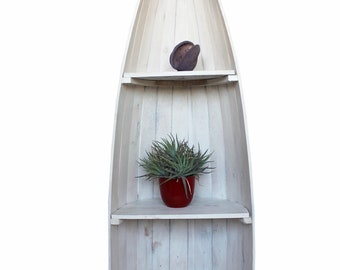 Holz Regal Boot Bootsform wooden shelf maritim Bootsregal 145cm weiß