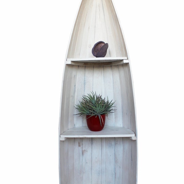 Wooden shelf boat boat shape wooden shelf maritime boat shelf 145 cm white