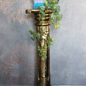 Säule Blumensäule Blumenständer pillar stand römisch griechisch massiv Holz gold antik erhältl. Höhen 60cm 80cm 100cm 120cm Bild 2