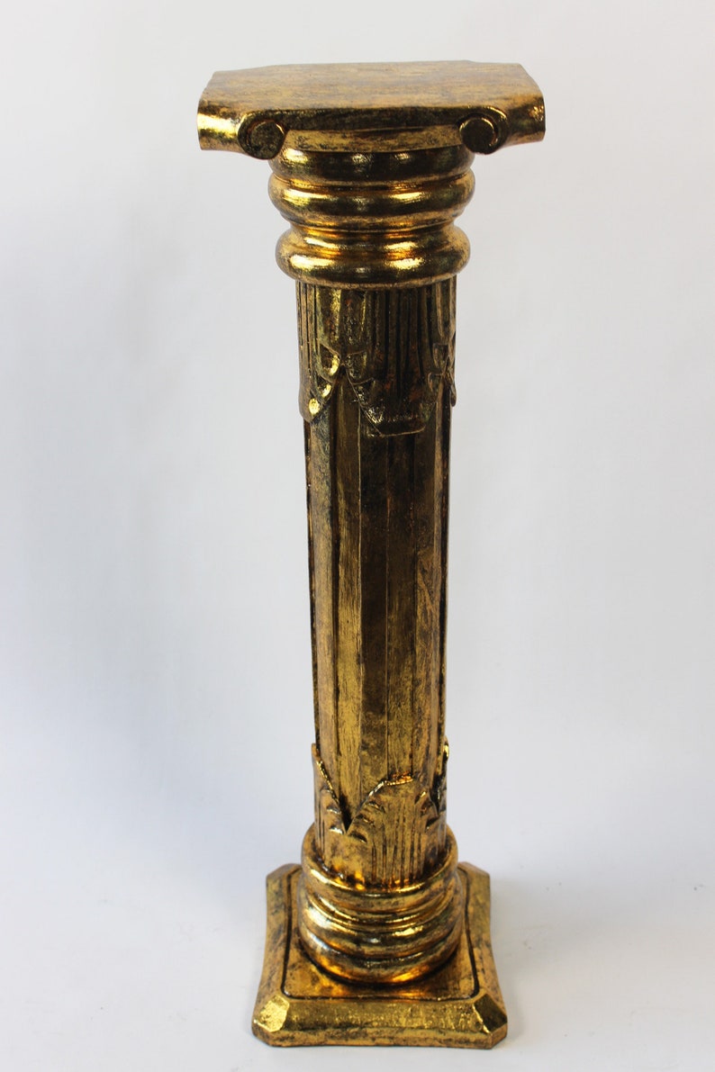 Säule Blumensäule Blumenständer pillar stand römisch griechisch massiv Holz gold antik erhältl. Höhen 60cm 80cm 100cm 120cm Bild 1
