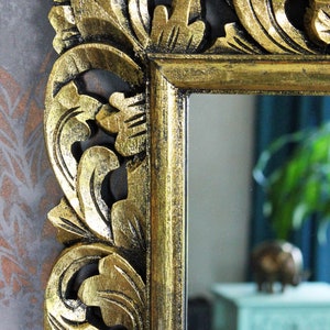 Wandspiegel Barockspiegel Spiegel Barock Flurspiegel Rokoko Holz wooden wall mirror antique antik gold 120cm x 60cm Bild 4