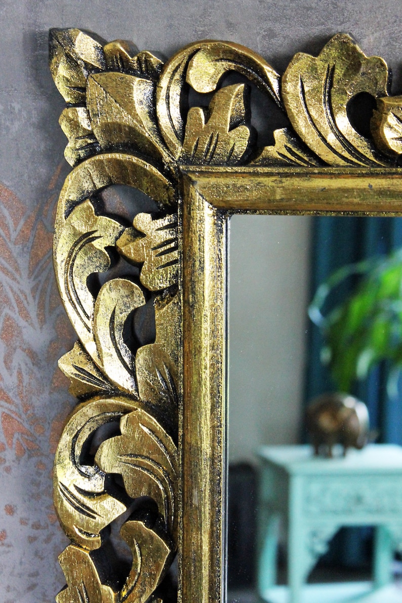 Wandspiegel Barockspiegel Spiegel Barock Flurspiegel Rokoko Holz wooden wall mirror antique antik gold 120cm x 60cm Bild 4