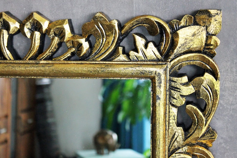 Wandspiegel Barockspiegel Spiegel Barock Flurspiegel Rokoko Holz wooden wall mirror antique antik gold 120cm x 60cm Bild 2