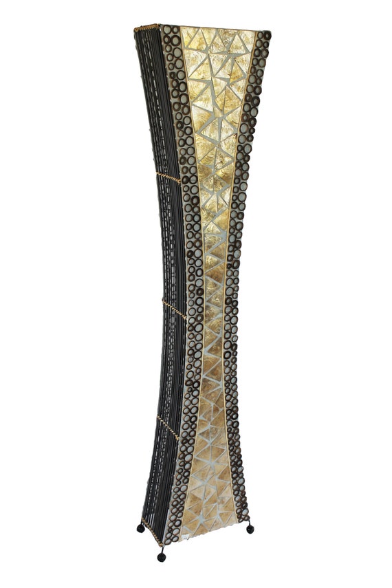 Stylish Floor Lamp In Bamboo Mother Of Pearl Platelets 150 Etsy