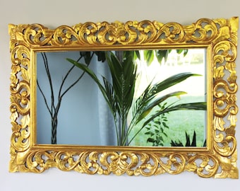 Espejo de pared espejo de pasillo espejo barroco pared barroca espejo de madera vintage rococó madera oro 120 cm x 80 cm