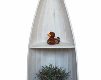 Wooden shelf boat boat shape maritime boat shelf 95 cm white