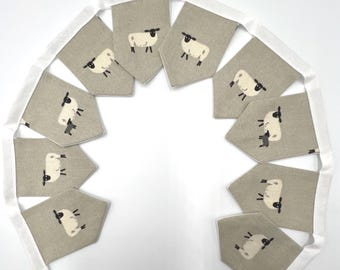 Sheep Mini Bunting, Fabric Wall Hanging Decoration