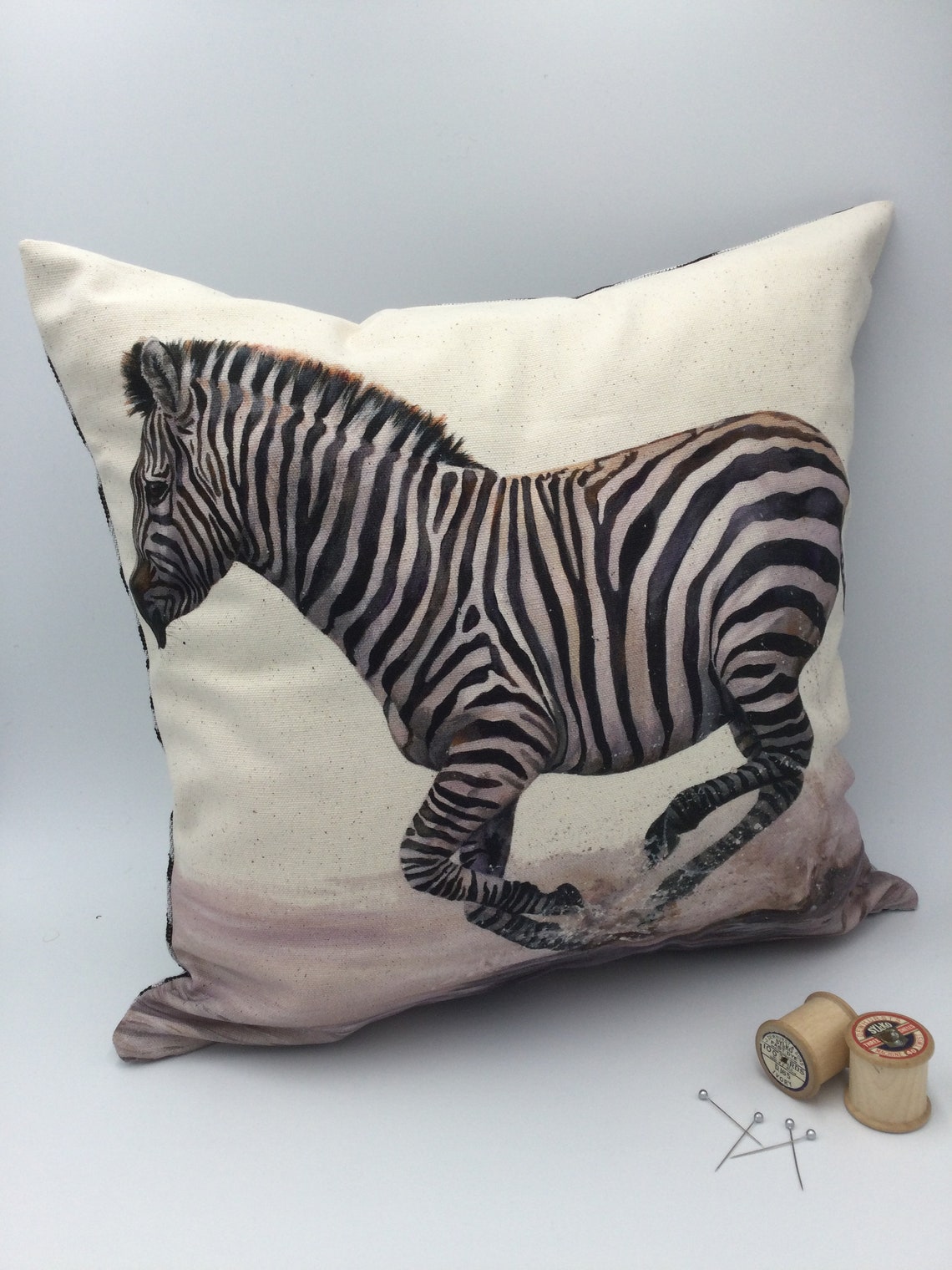 Handmade Running Zebra Cushion Cover 16 x 16 Etsy