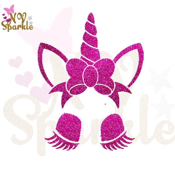 Motif appliqué thermocollant Unicorne Licorne avec cils