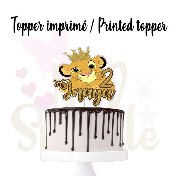 Cake topper imprimé thème jungle style simba