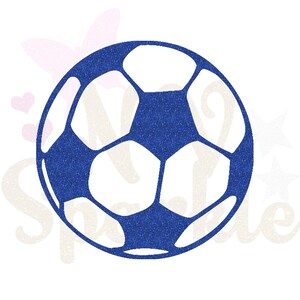 Peut inclure: Un ballon de football bleu pailleté avec des panneaux blancs.